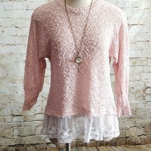 ▪Cotton Emporium▪🍑Peach🍑 Tunic Sweater Lace Trim